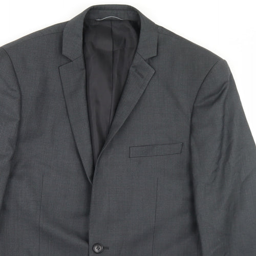 Burton Mens Grey  Polyester Jacket Blazer Size 38   - Skinny Fit