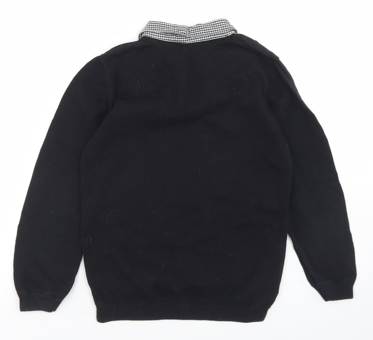 M&Co Boys Black Collared  Cotton Pullover Jumper Size 7-8 Years