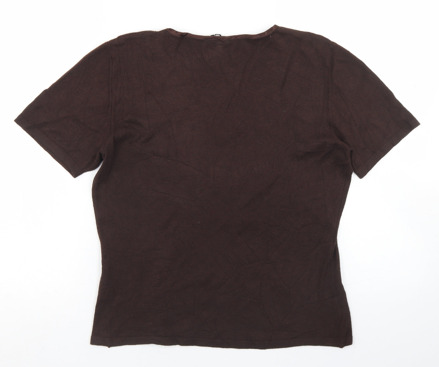 Per Una Womens Brown  Viscose Basic T-Shirt Size 16 V-Neck