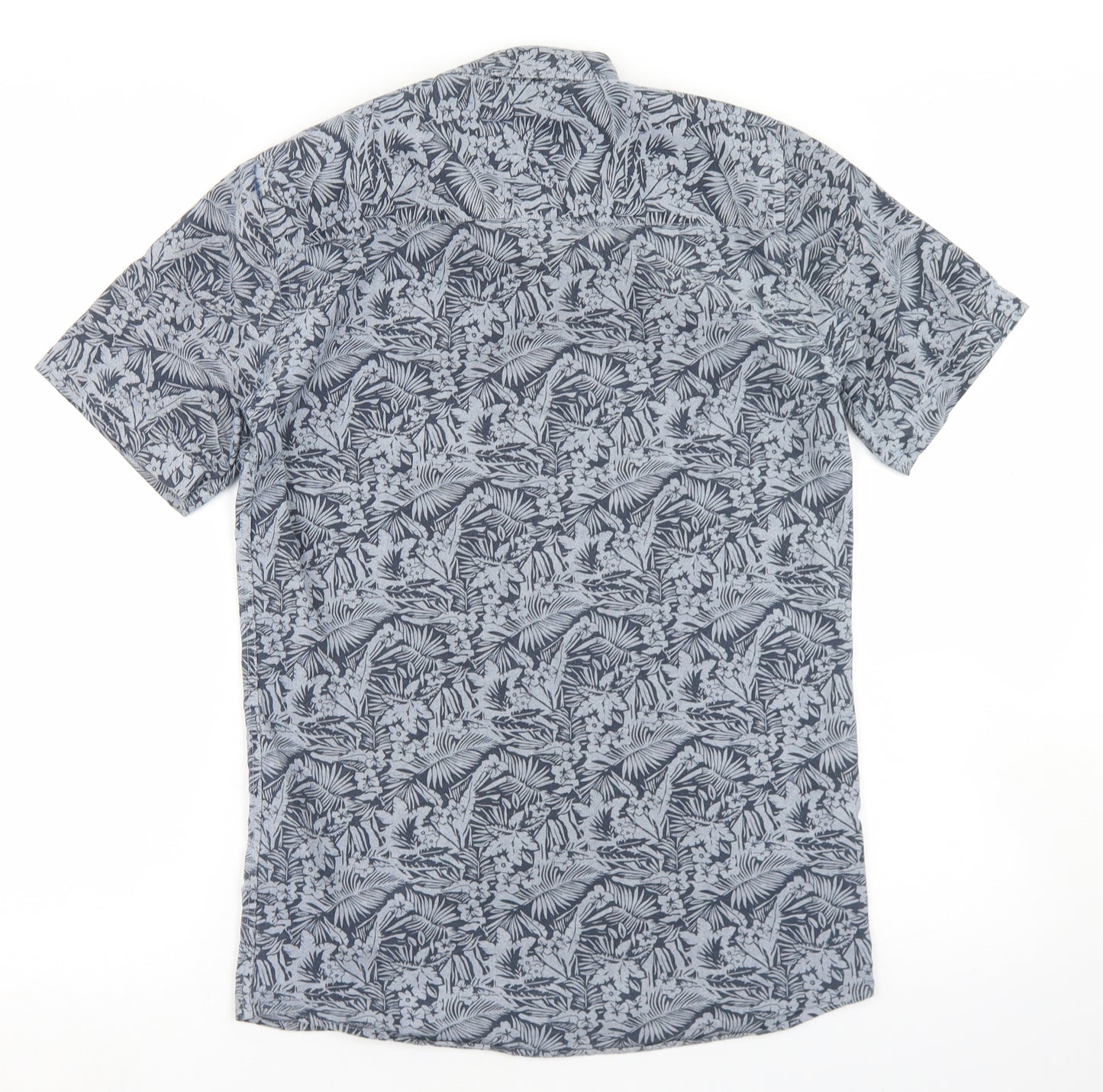 Dunnes Stores Mens Blue Floral Cotton  Button-Up Size XS Collared Button
