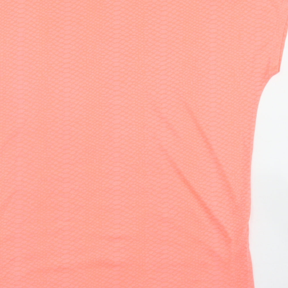 F&F Womens Orange Animal Print Polyester Basic T-Shirt Size M Round Neck