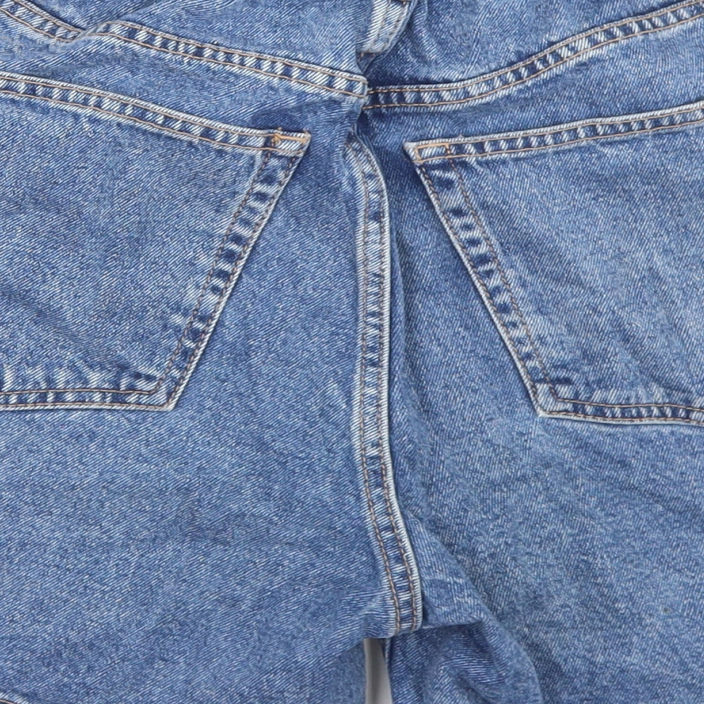 Pull & Bear Womens Blue  Cotton Paperbag Shorts Size 8 L4 in Regular Button