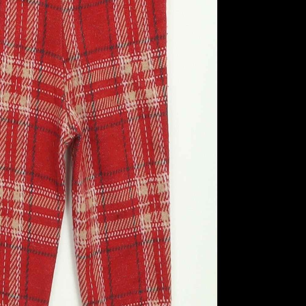 NEXT Girls Red Check Polyester Capri Trousers Size 12-18 Months  Pullover