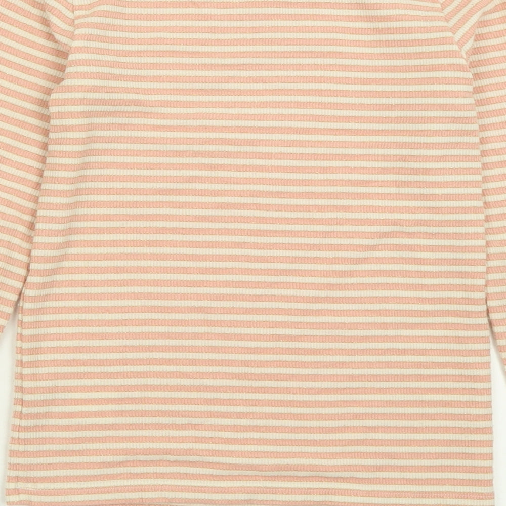 F&F Girls Pink Striped Polyester Basic Casual Size 10-11 Years Crew Neck Pullover