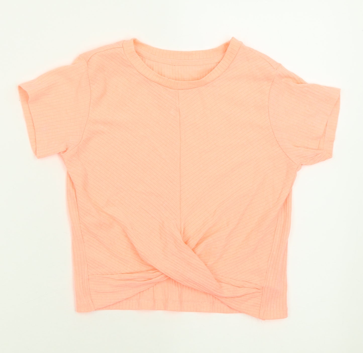 Dunnes Stores Girls Pink  Polyester Cropped T-Shirt Size 10-11 Years Crew Neck Pullover