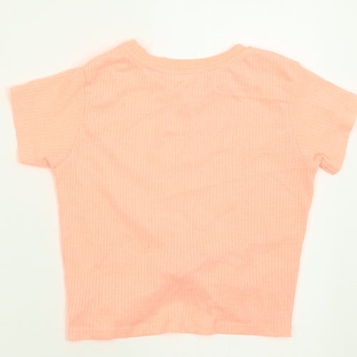 Dunnes Stores Girls Pink  Polyester Cropped T-Shirt Size 10-11 Years Crew Neck Pullover