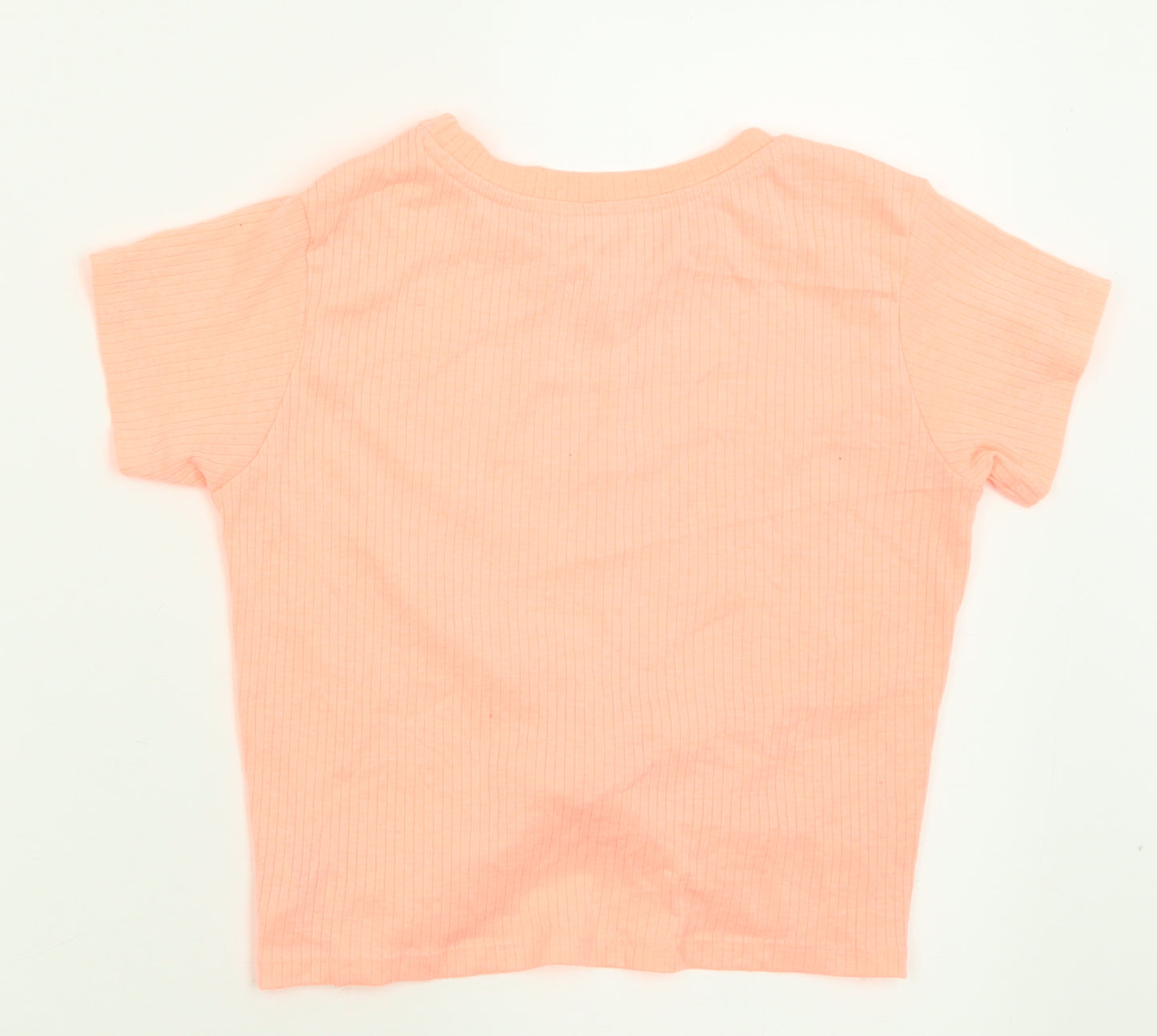 Dunnes Stores Girls Pink  Polyester Cropped T-Shirt Size 10-11 Years Crew Neck Pullover