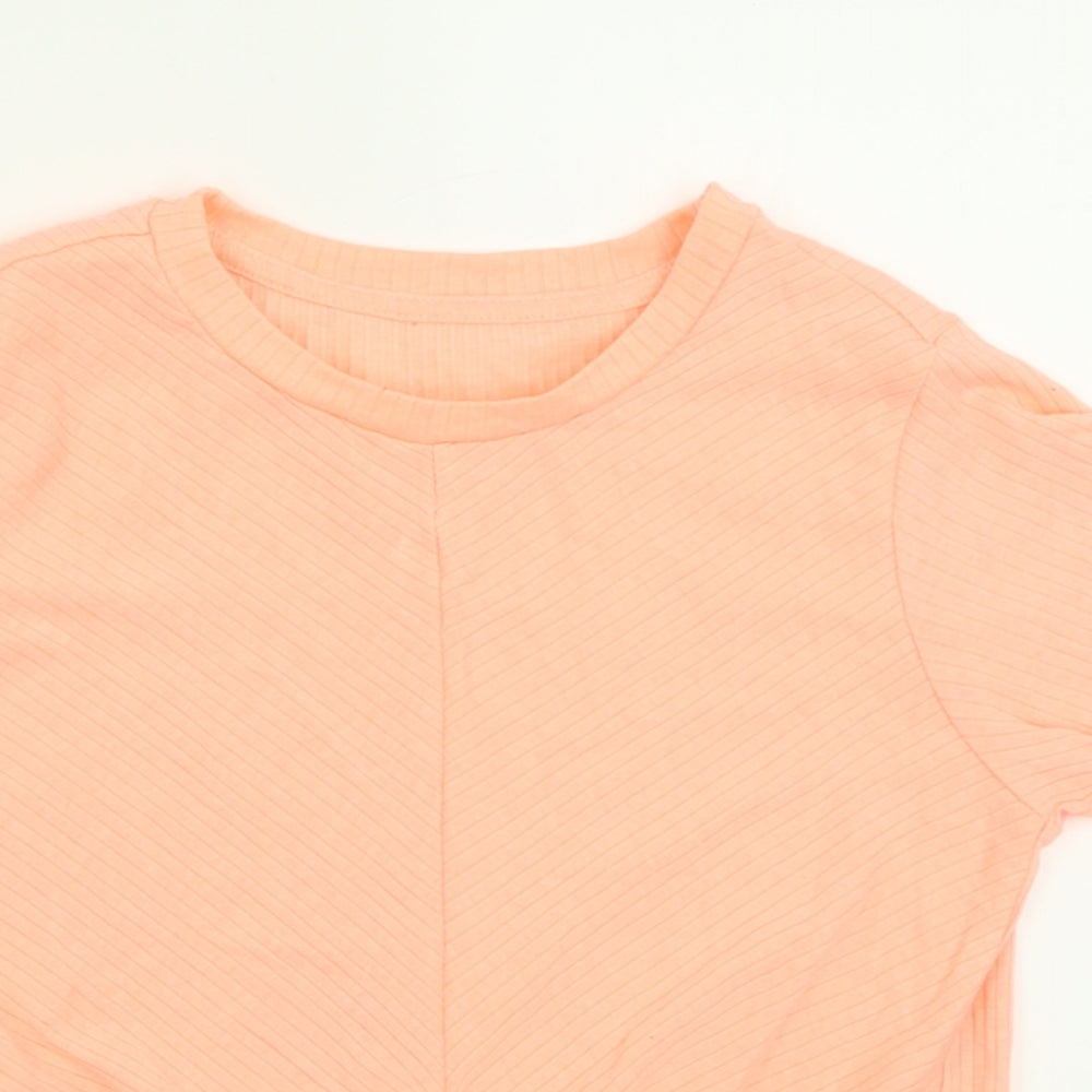 Dunnes Stores Girls Pink  Polyester Cropped T-Shirt Size 10-11 Years Crew Neck Pullover