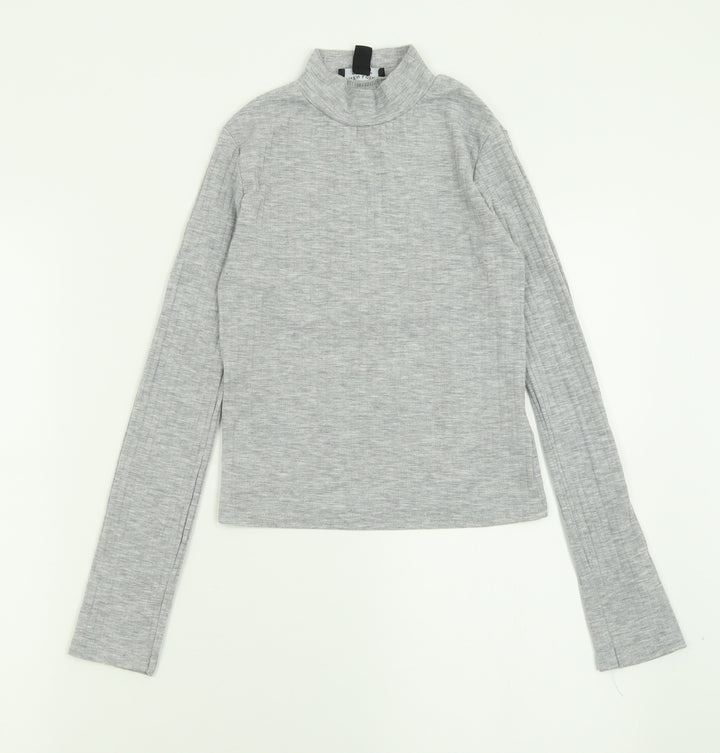 New Look Girls Grey  Polyester Basic Casual Size 12-13 Years Crew Neck Pullover