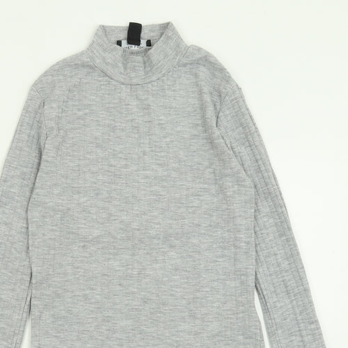 New Look Girls Grey  Polyester Basic Casual Size 12-13 Years Crew Neck Pullover
