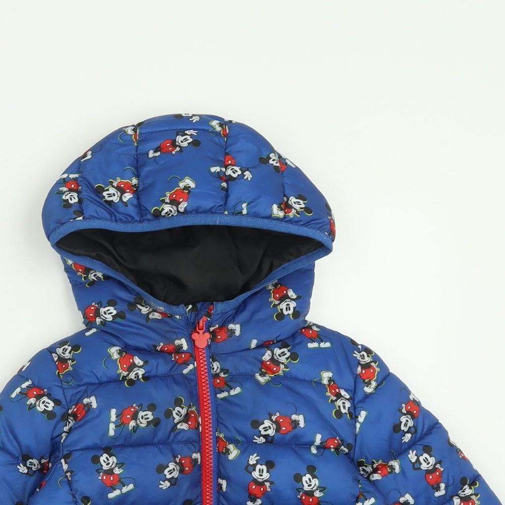 primarj Boys Blue Geometric  Puffer Jacket Jacket Size 18-24 Months   Zip - Mickey Mouse Disney