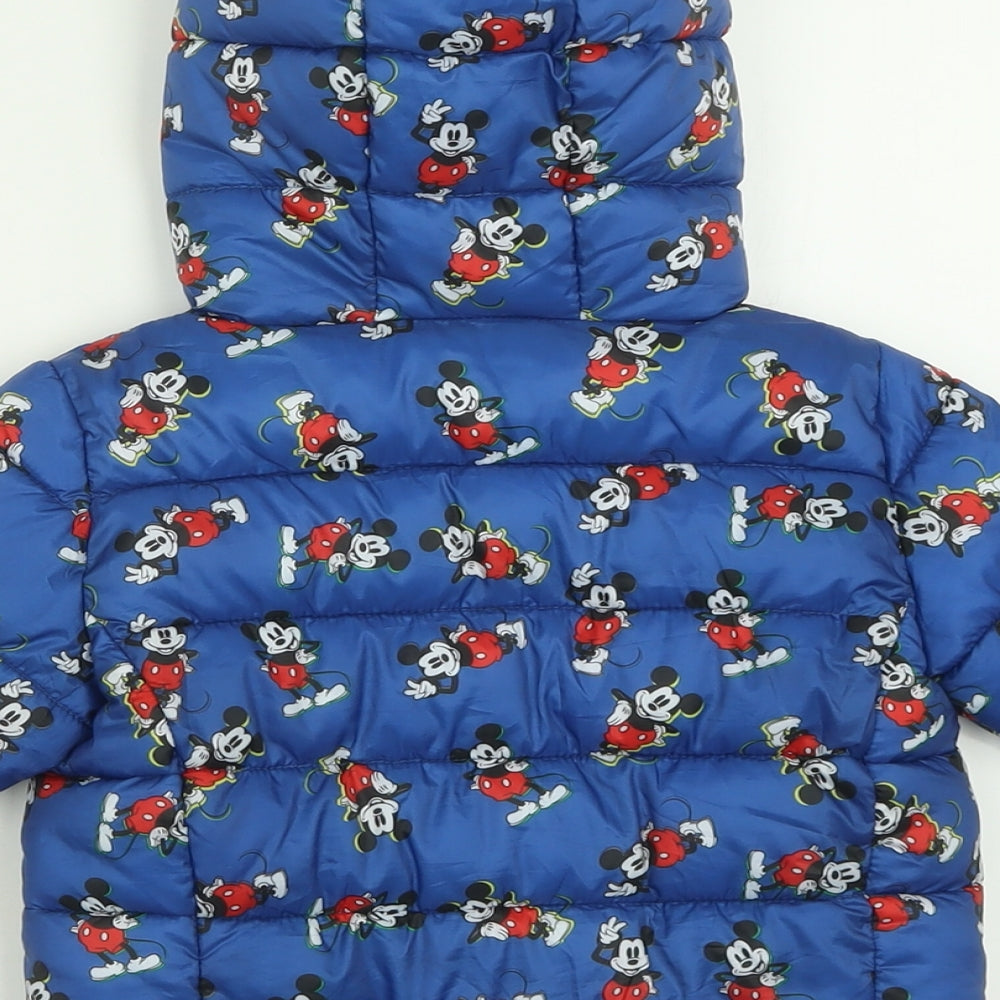 primarj Boys Blue Geometric  Puffer Jacket Jacket Size 18-24 Months   Zip - Mickey Mouse Disney