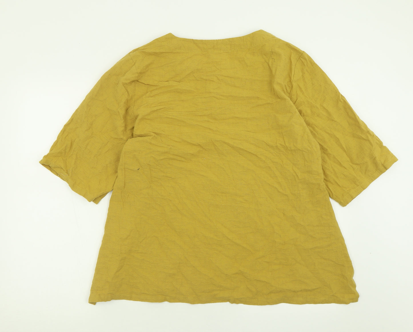 Preworn Womens Yellow  Cotton Basic T-Shirt Size XL Crew Neck