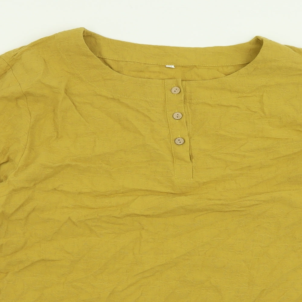 Preworn Womens Yellow  Cotton Basic T-Shirt Size XL Crew Neck