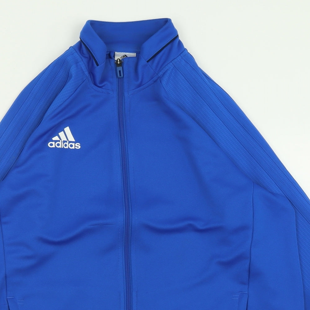 adidas Mens Blue  Polyester Full Zip Sweatshirt Size L
