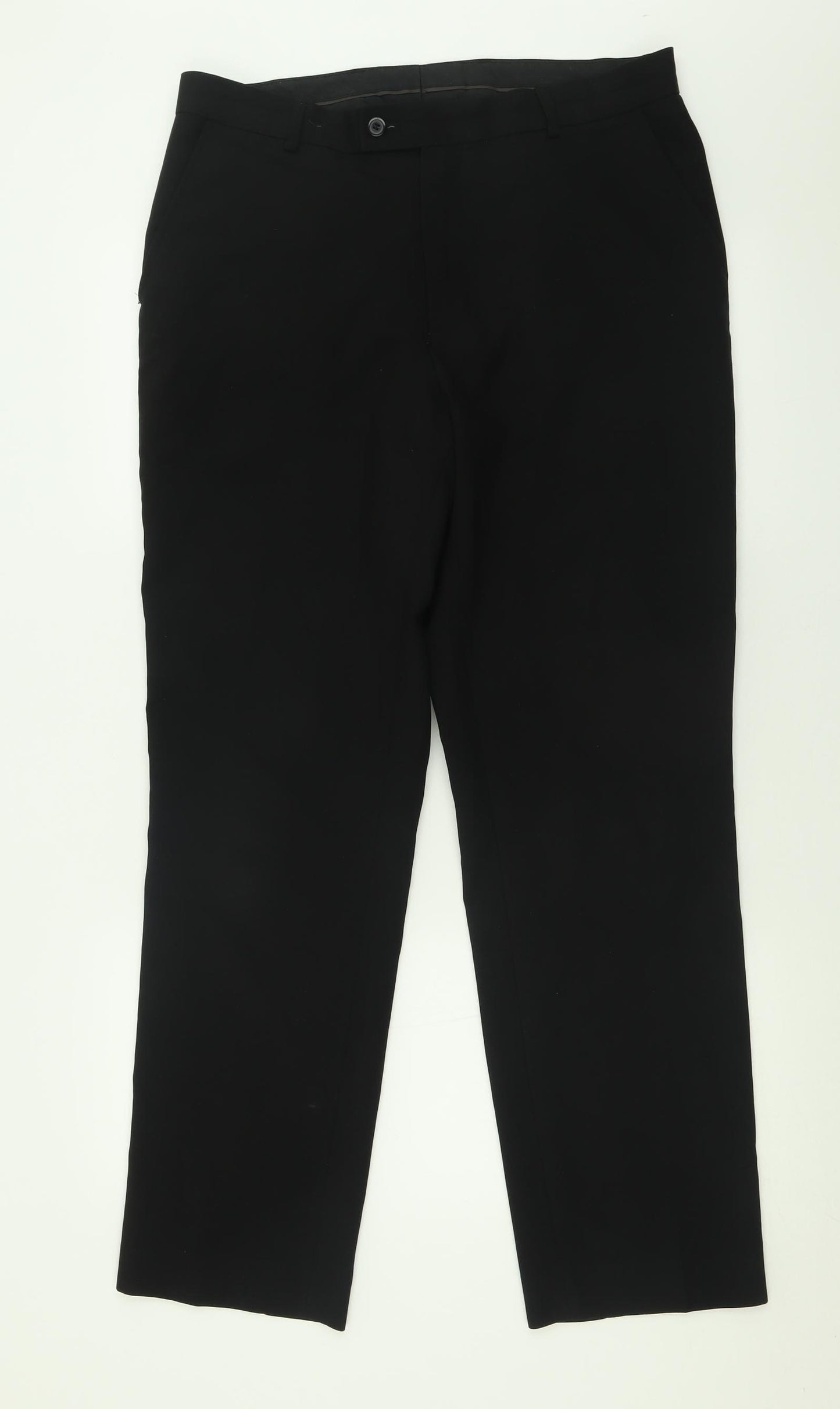 Matalan Mens Black  Polyester Trousers  Size 34 L31 in Regular Button