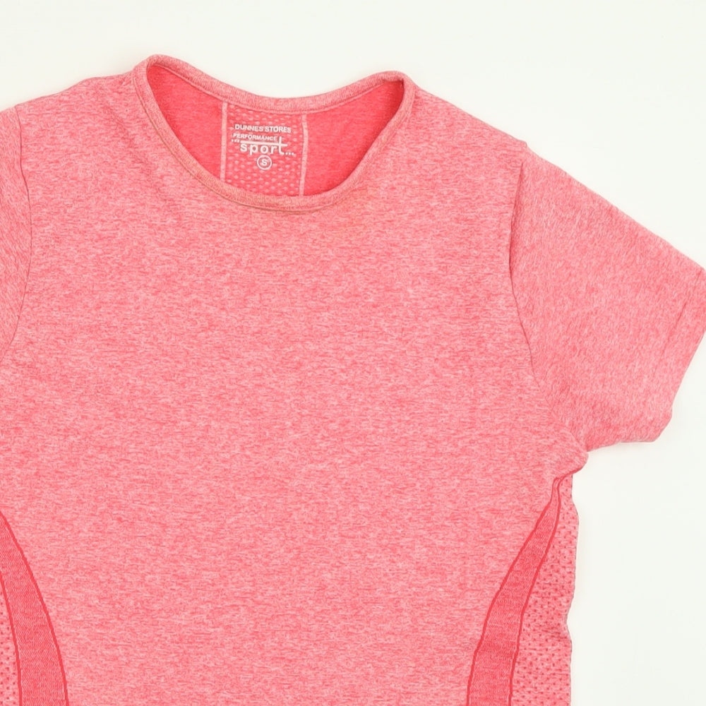 Dunnes Stores Womens Pink  Polyester Basic T-Shirt Size S Crew Neck Pullover