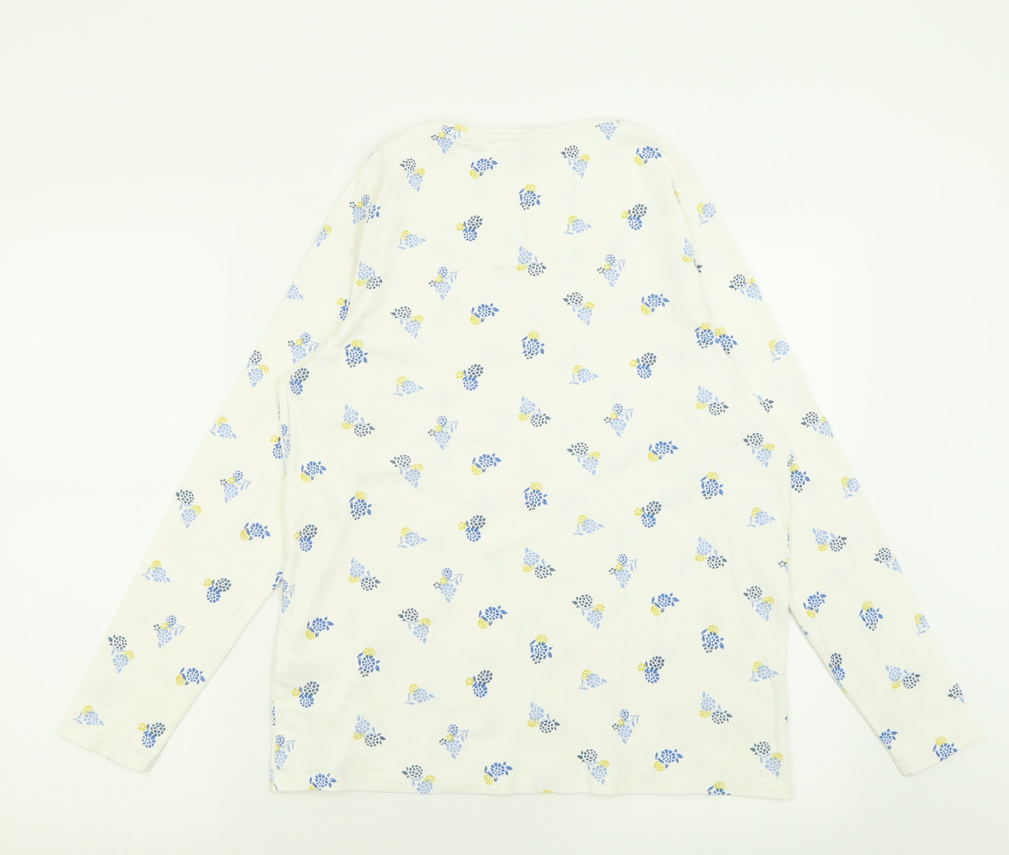 Marks and Spencer Womens White Geometric Cotton Basic T-Shirt Size 18 Crew Neck