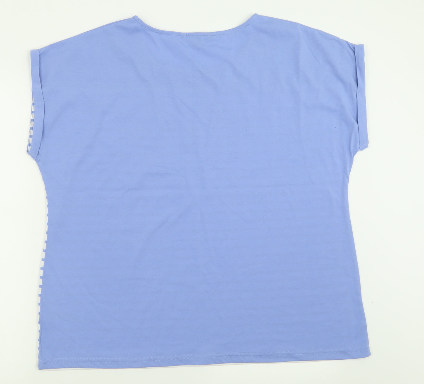 bonmarch Womens Purple Striped Polyester Basic T-Shirt Size 20 Crew Neck