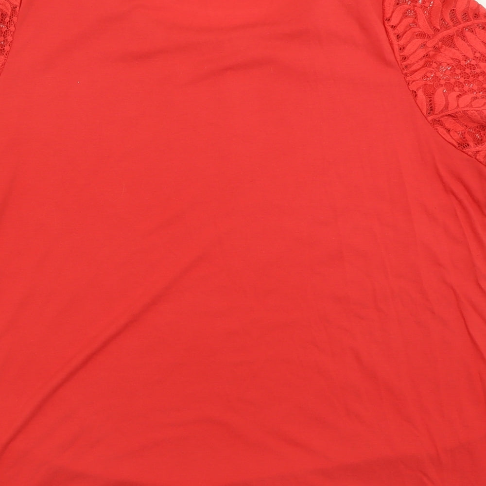 bobnmarch Womens Pink Geometric Polyester Basic T-Shirt Size 18 Crew Neck