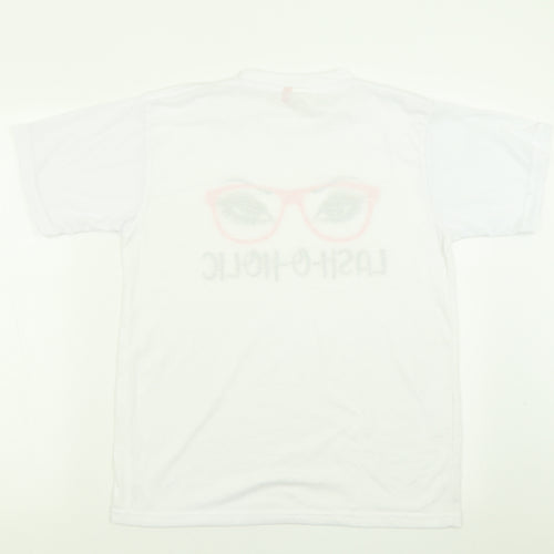 Preworn Womens White  Cotton Basic T-Shirt Size L Crew Neck