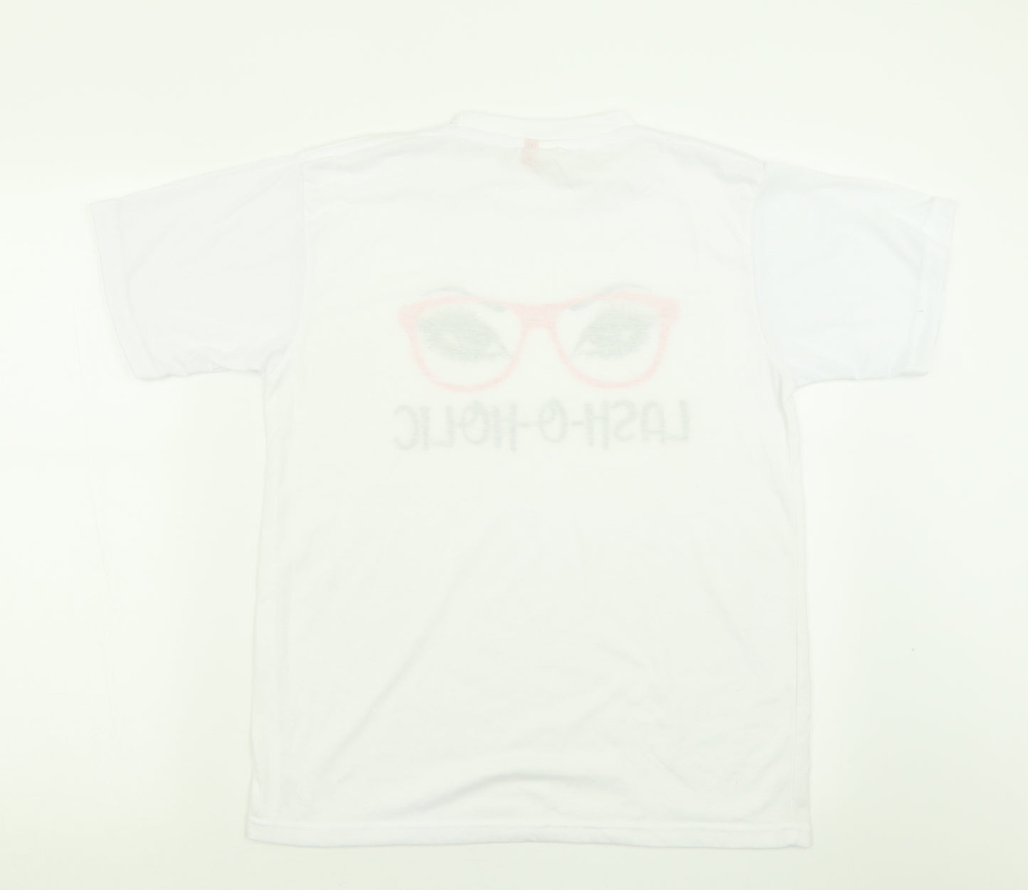 Preworn Womens White  Cotton Basic T-Shirt Size L Crew Neck