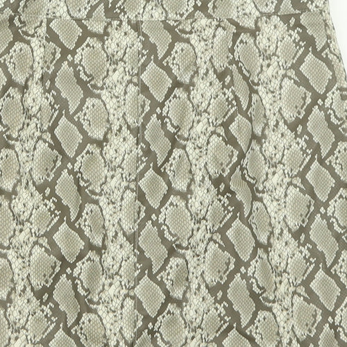 H&M Womens Brown Animal Print Polyester A-Line Skirt Size 10   Zip