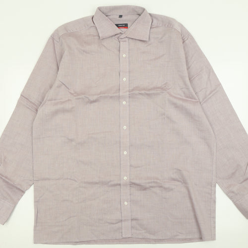 Eterna Mens Purple  Polyester  Button-Up Size 17 Collared Button