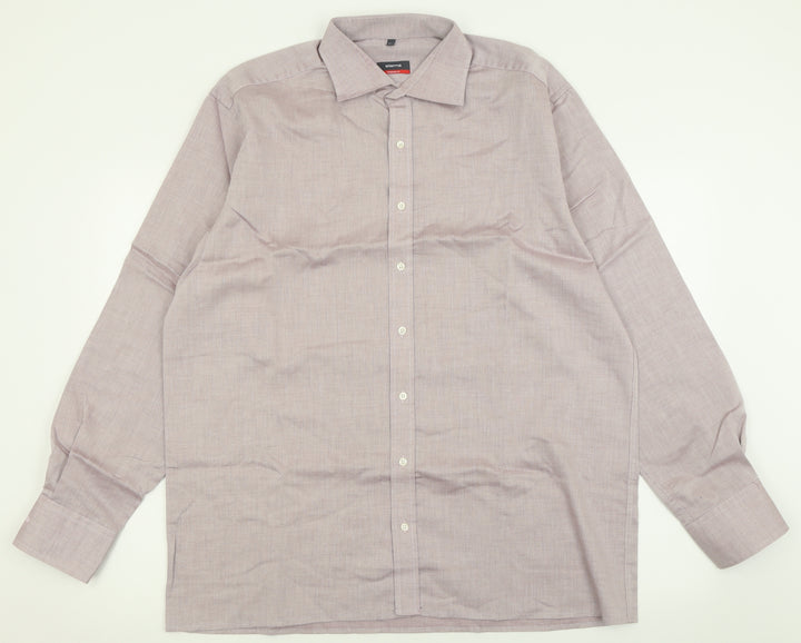Eterna Mens Purple  Polyester  Button-Up Size 17 Collared Button