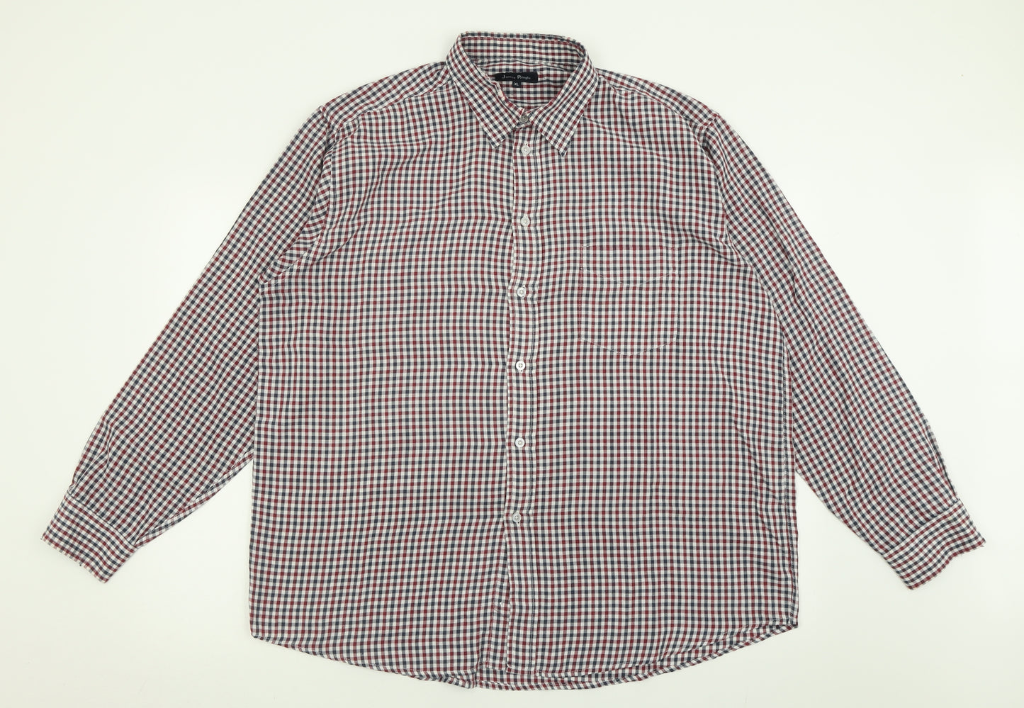 James pringle  Mens Red Plaid Polyester  Button-Up Size XL Collared Button