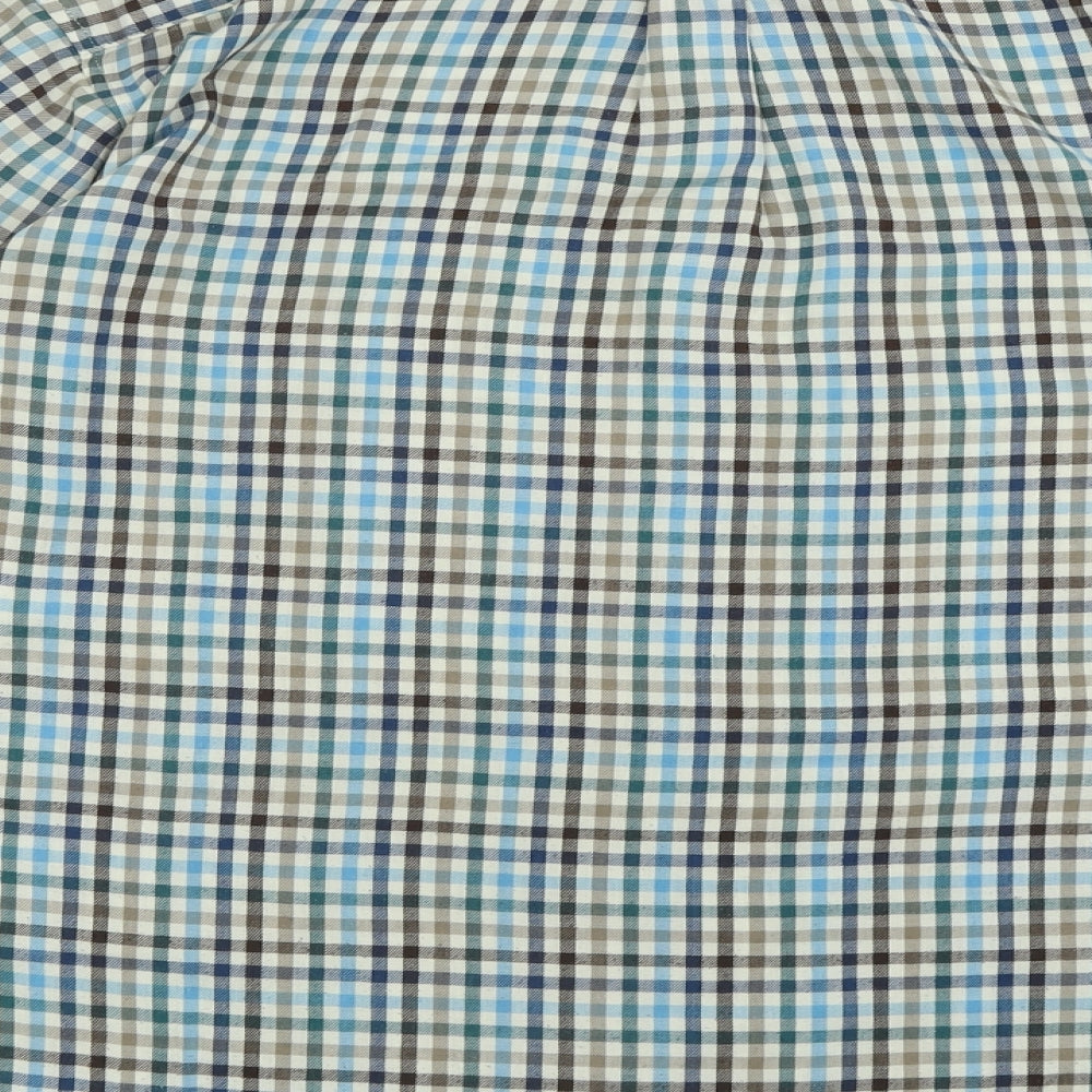 James pringle  Mens Blue Plaid Polyester  Button-Up Size XL Collared Button