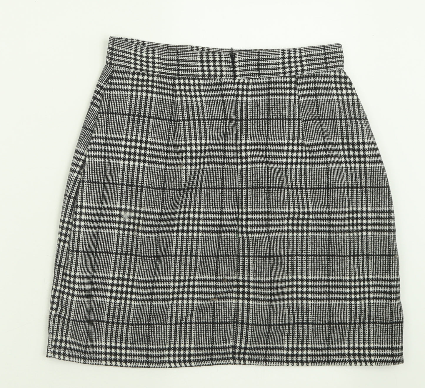 Primark Womens Grey Plaid Polyester A-Line Skirt Size S   Zip