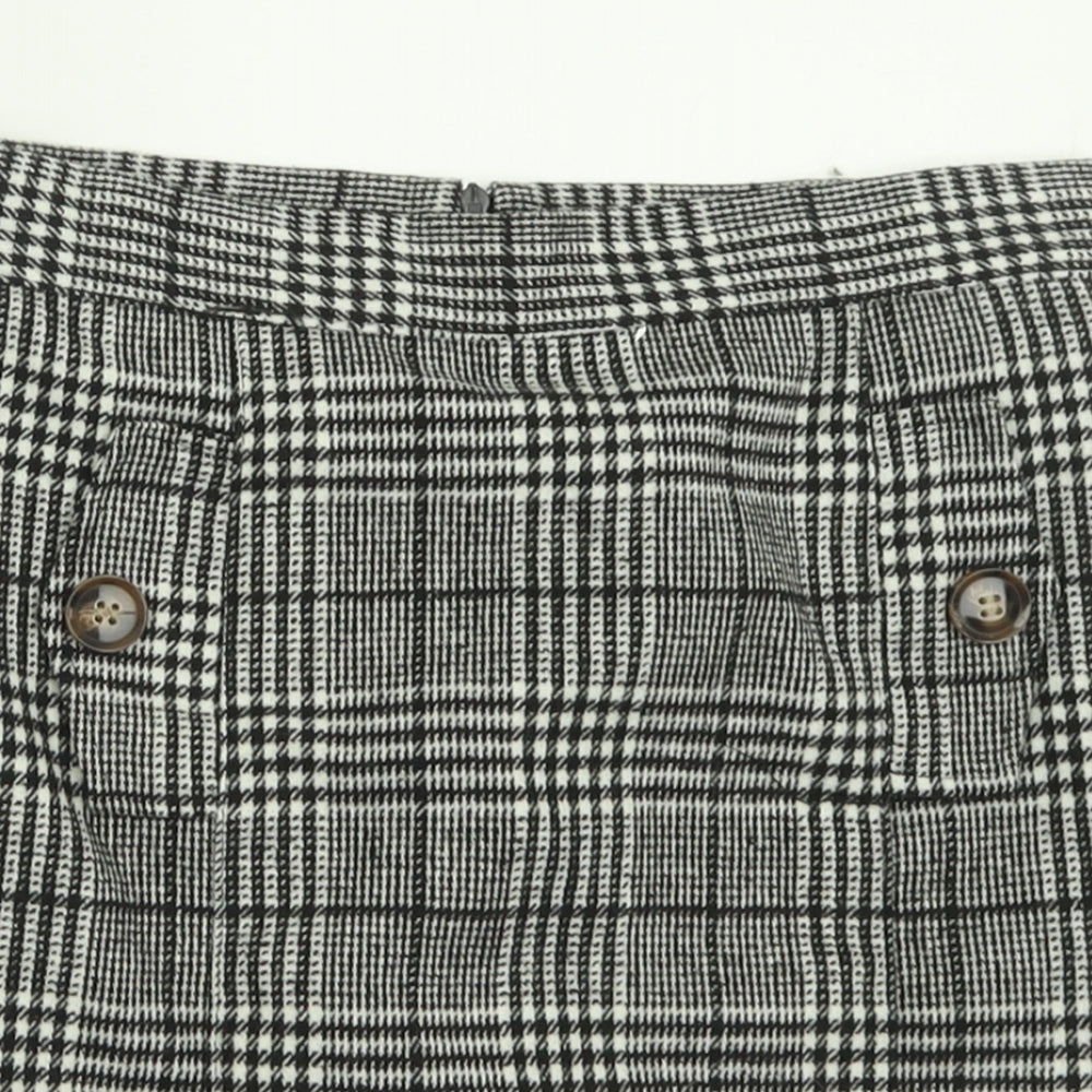 Primark Womens Grey Plaid Polyester A-Line Skirt Size S   Zip