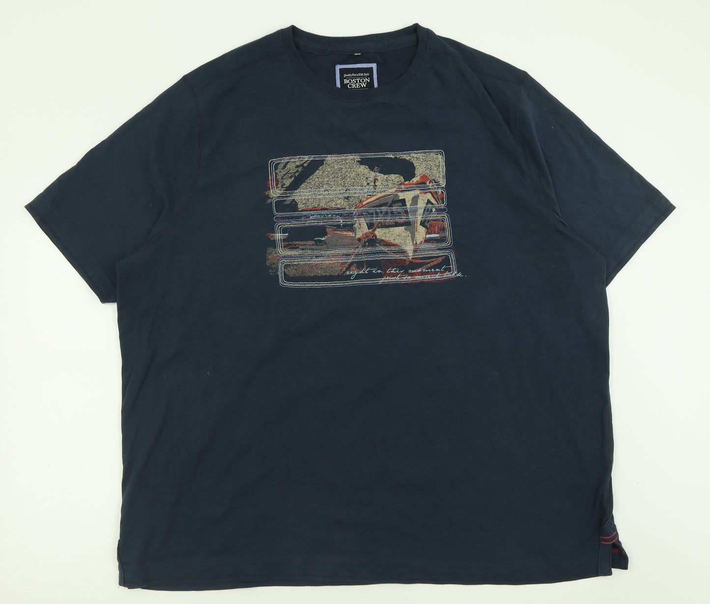George Mens Blue  Cotton  T-Shirt Size 3XL Crew Neck