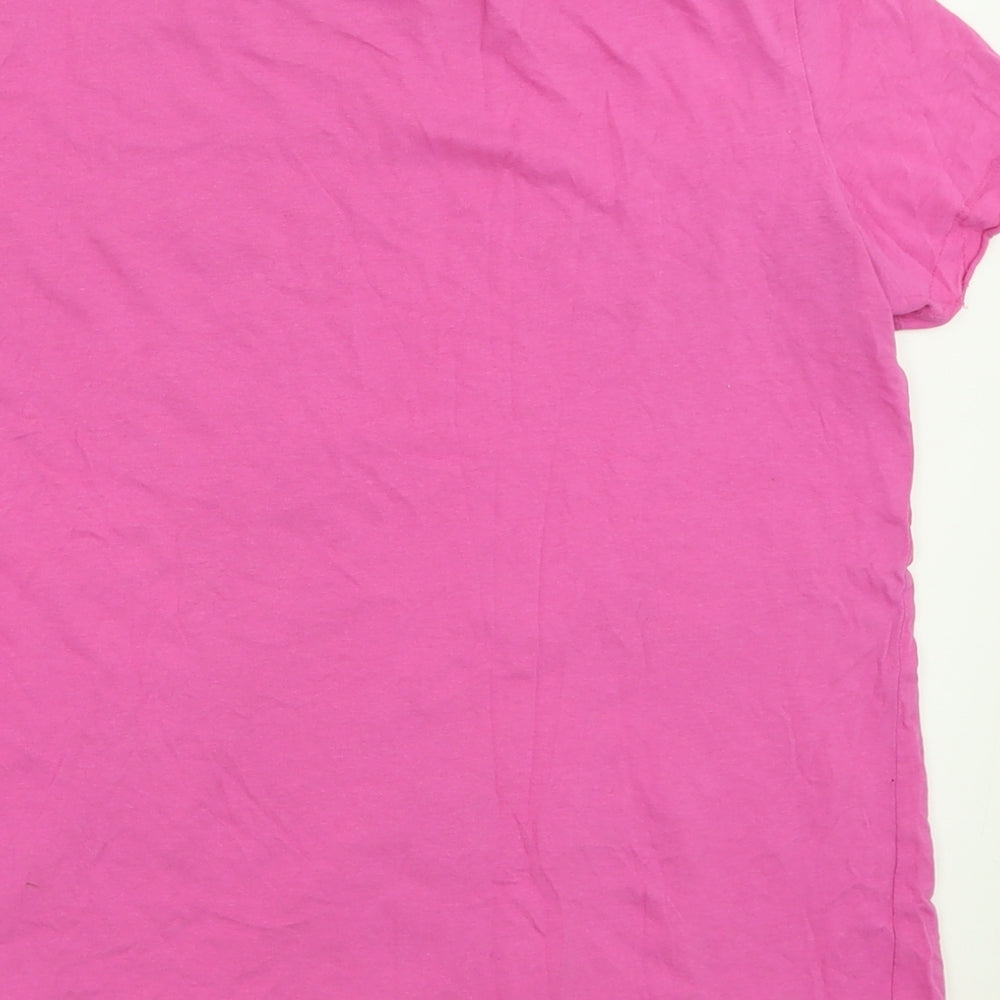 Zara Womens Pink  Cotton Basic T-Shirt Size S Crew Neck