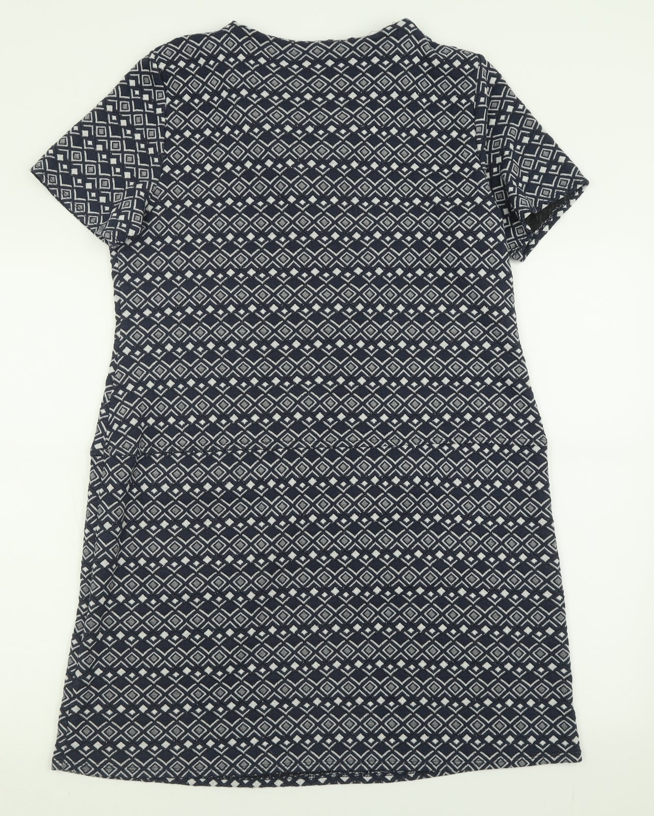 Wallis Womens Blue Argyle/Diamond Polyester A-Line  Size 14  V-Neck Zip