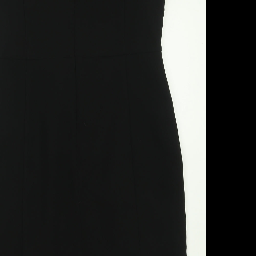 Marks and Spencer Womens Black  Polyester A-Line  Size 14  Crew Neck Zip