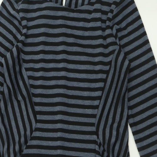 pomodoro Womens Grey Striped Polyester A-Line  Size 14  Crew Neck Button