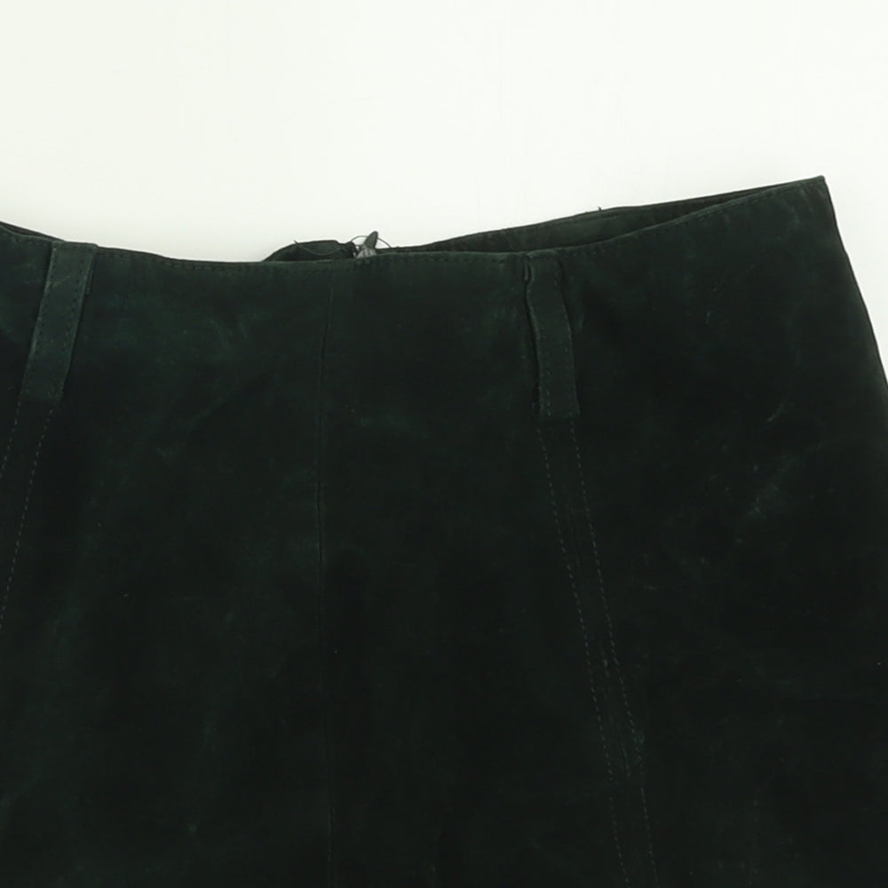 Zara Womens Green  Polyester A-Line Skirt Size M   Zip
