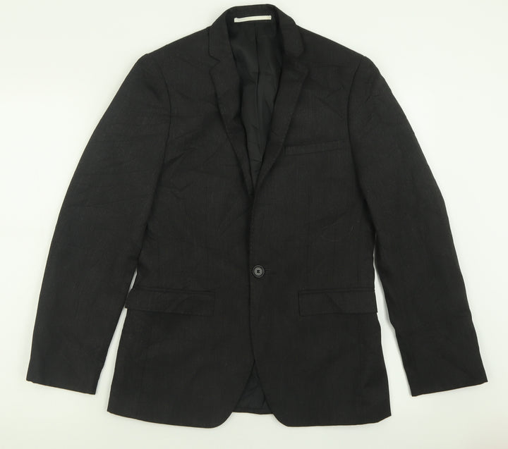 Moss London Mens Grey Polyester Jacket Suit Jacket Size 34