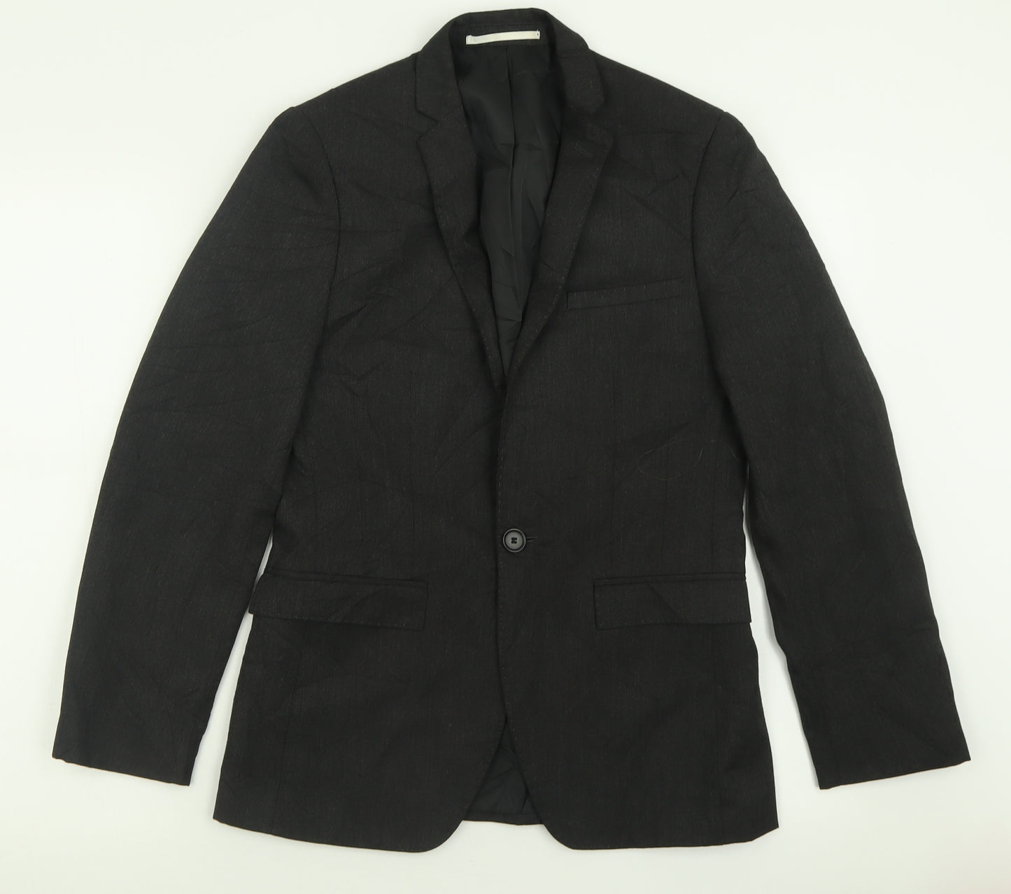 Moss London Mens Grey  Polyester Jacket Suit Jacket Size 34