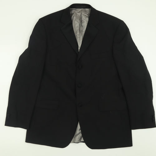Sovereign Code Mens Black  Polyester Jacket Suit Jacket Size 42