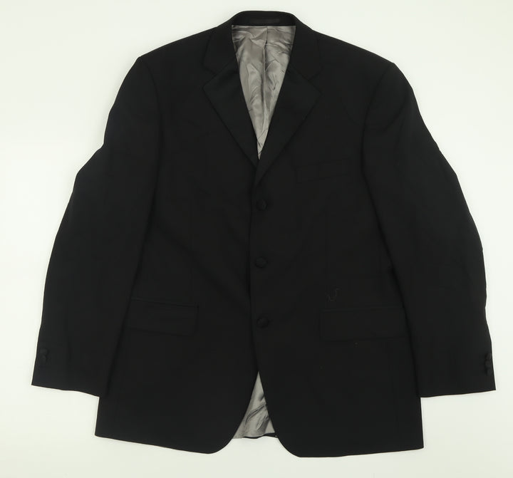 Sovereign Code Mens Black  Polyester Jacket Suit Jacket Size 42