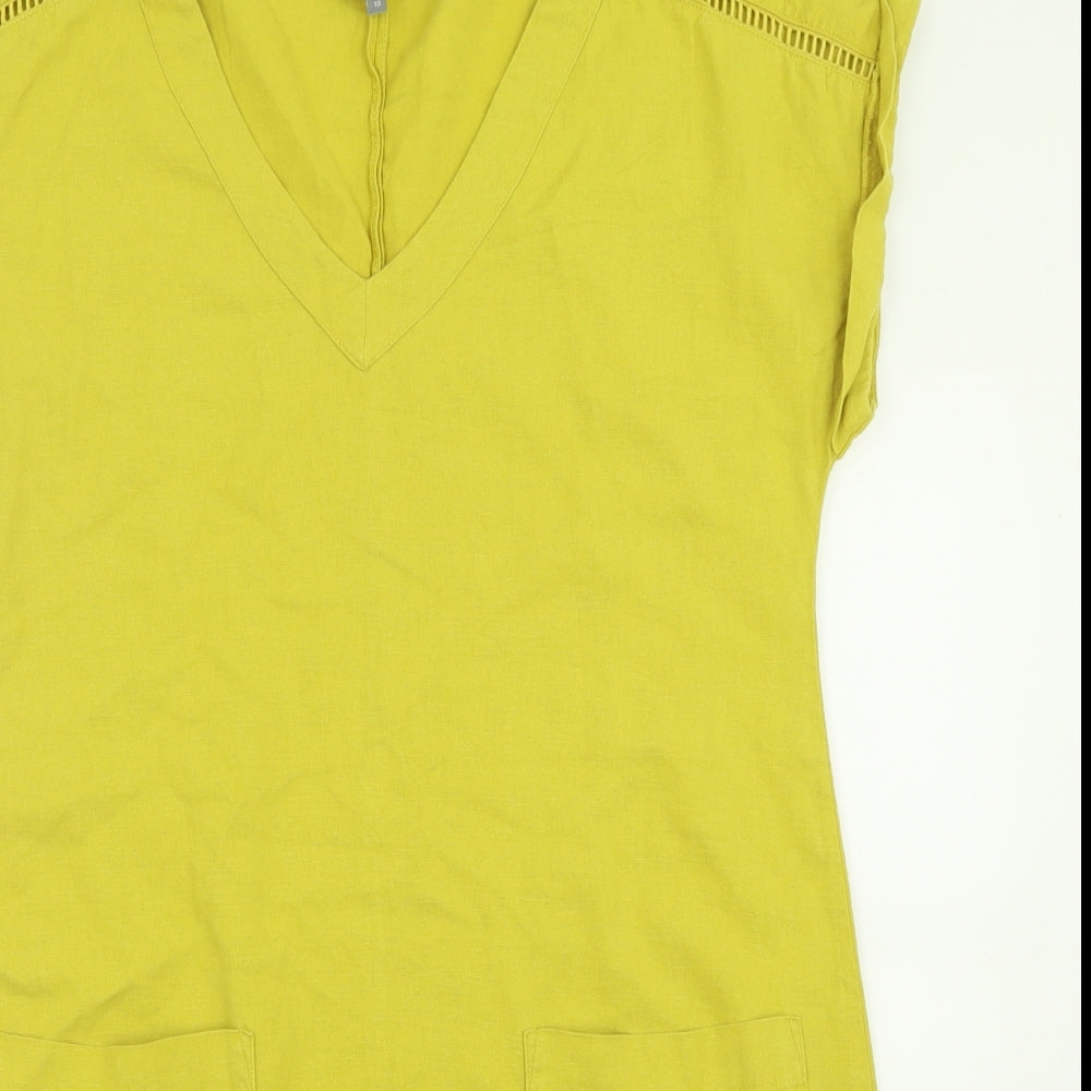 Principles Womens Yellow  Viscose A-Line  Size 10  V-Neck Pullover