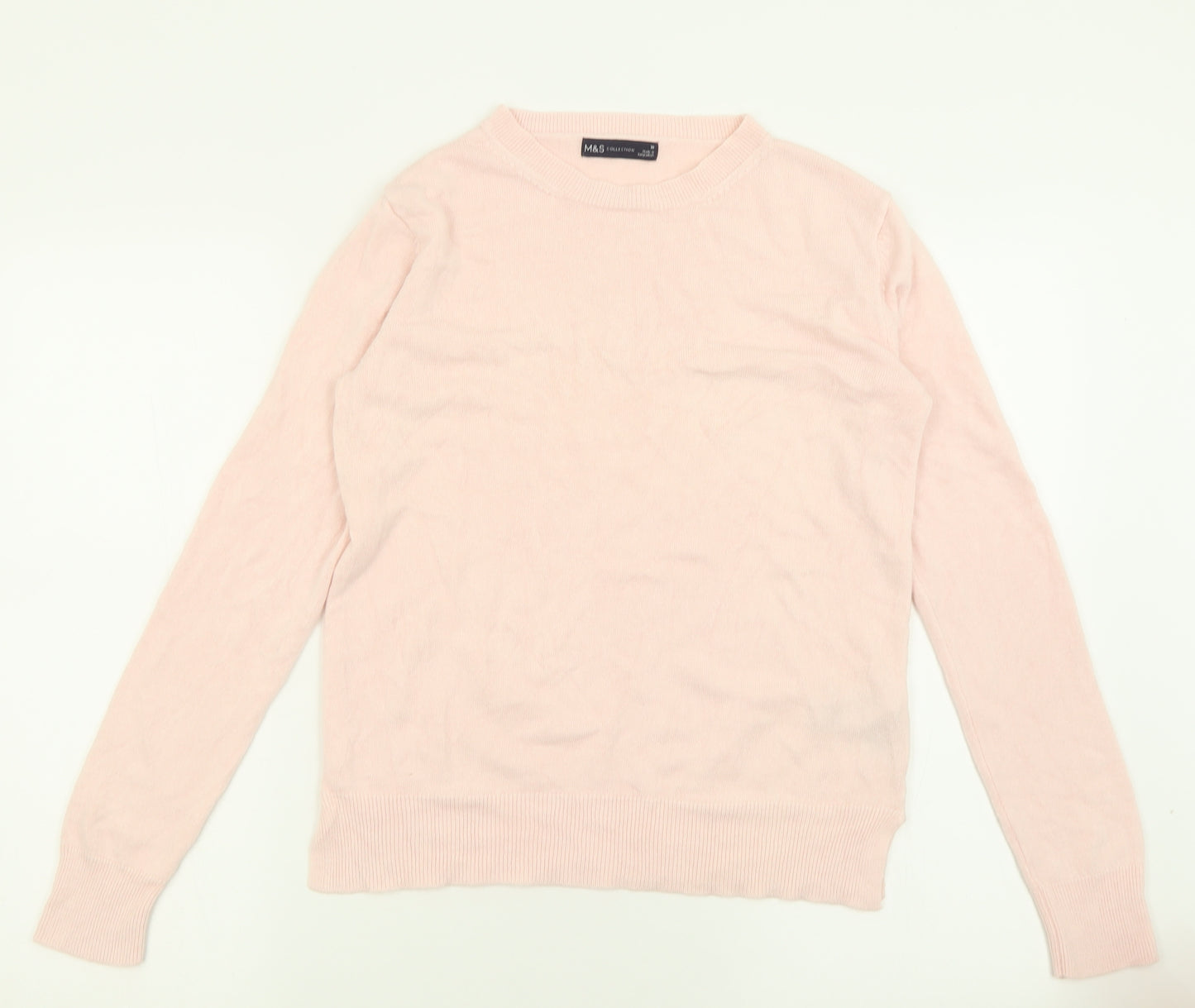 Marks and Spencer Womens Pink Crew Neck  Acrylic Pullover Jumper Size 10