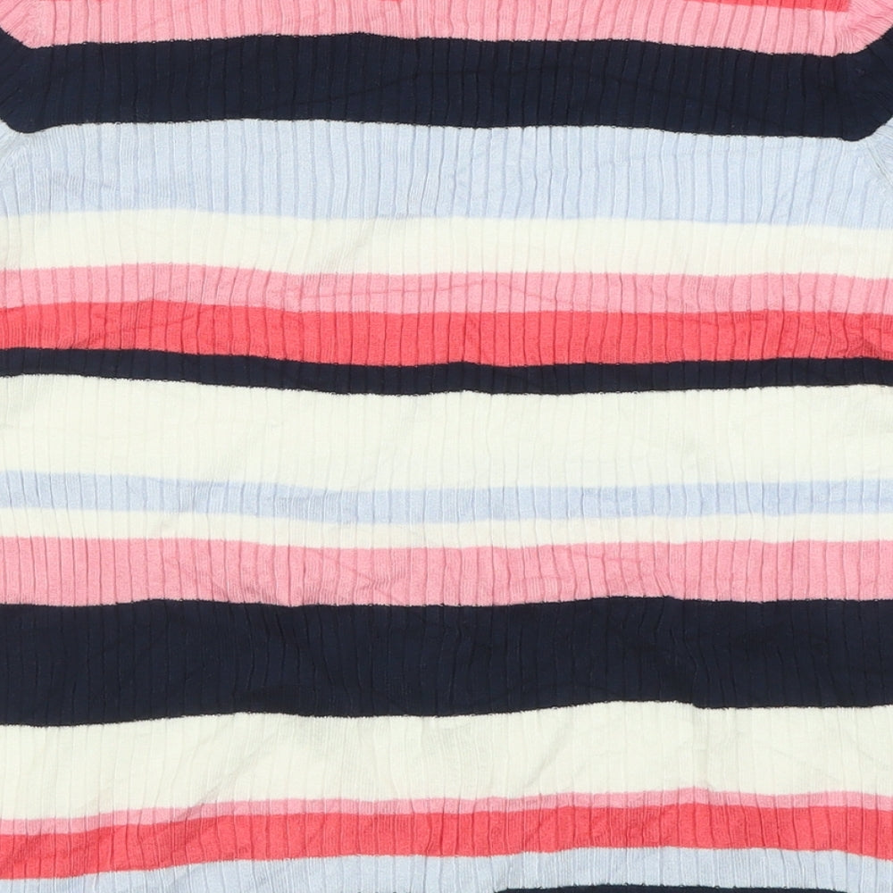Marks and Spencer Womens Pink Crew Neck Striped Viscose Pullover Jumper Size 20