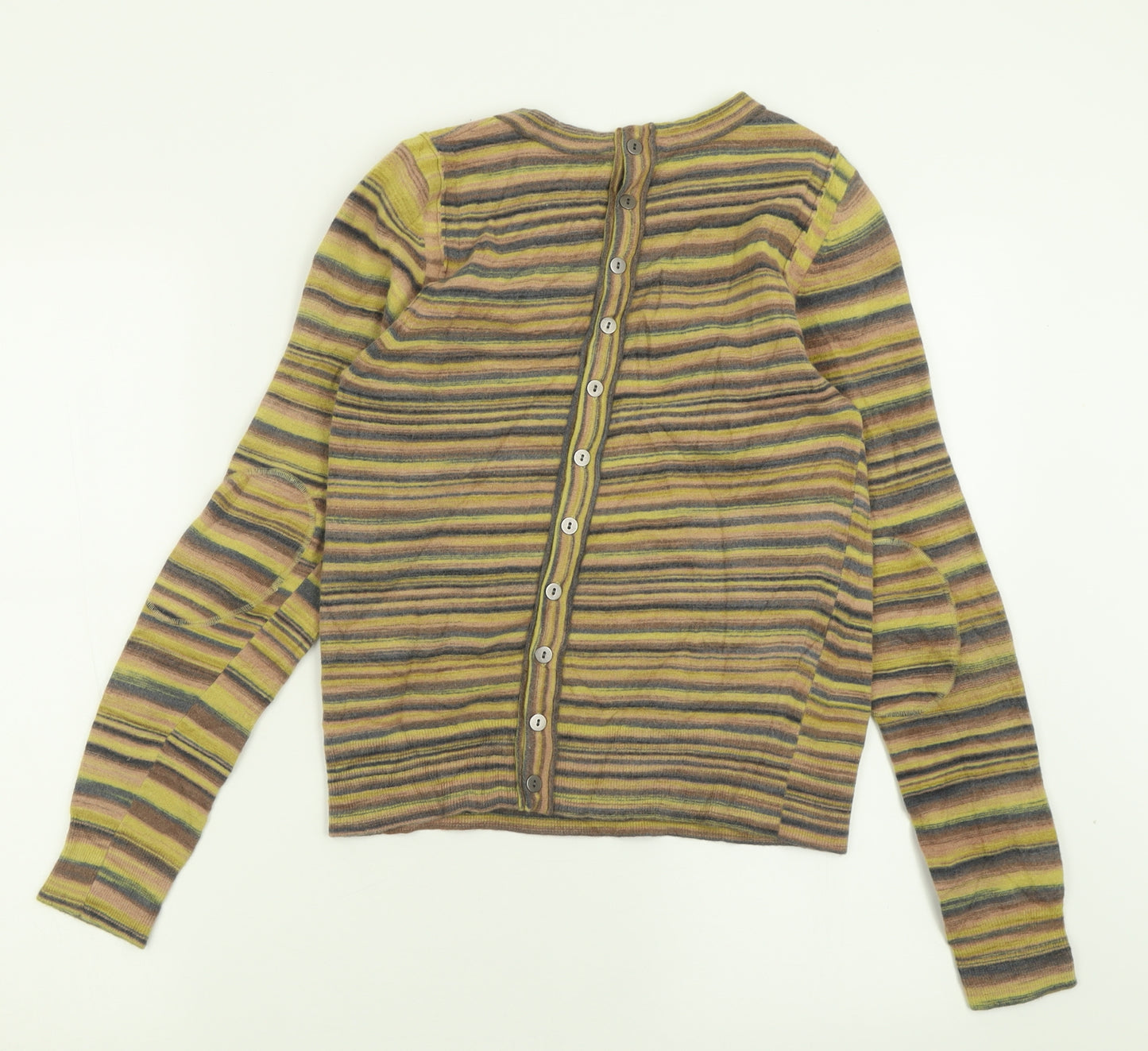 Whistles Womens Yellow Crew Neck Striped Wool Pullover Jumper Size 10