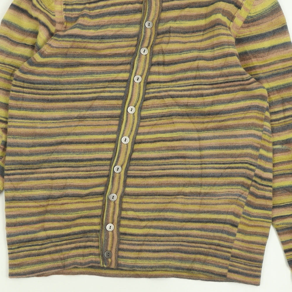 Whistles Womens Yellow Crew Neck Striped Wool Pullover Jumper Size 10