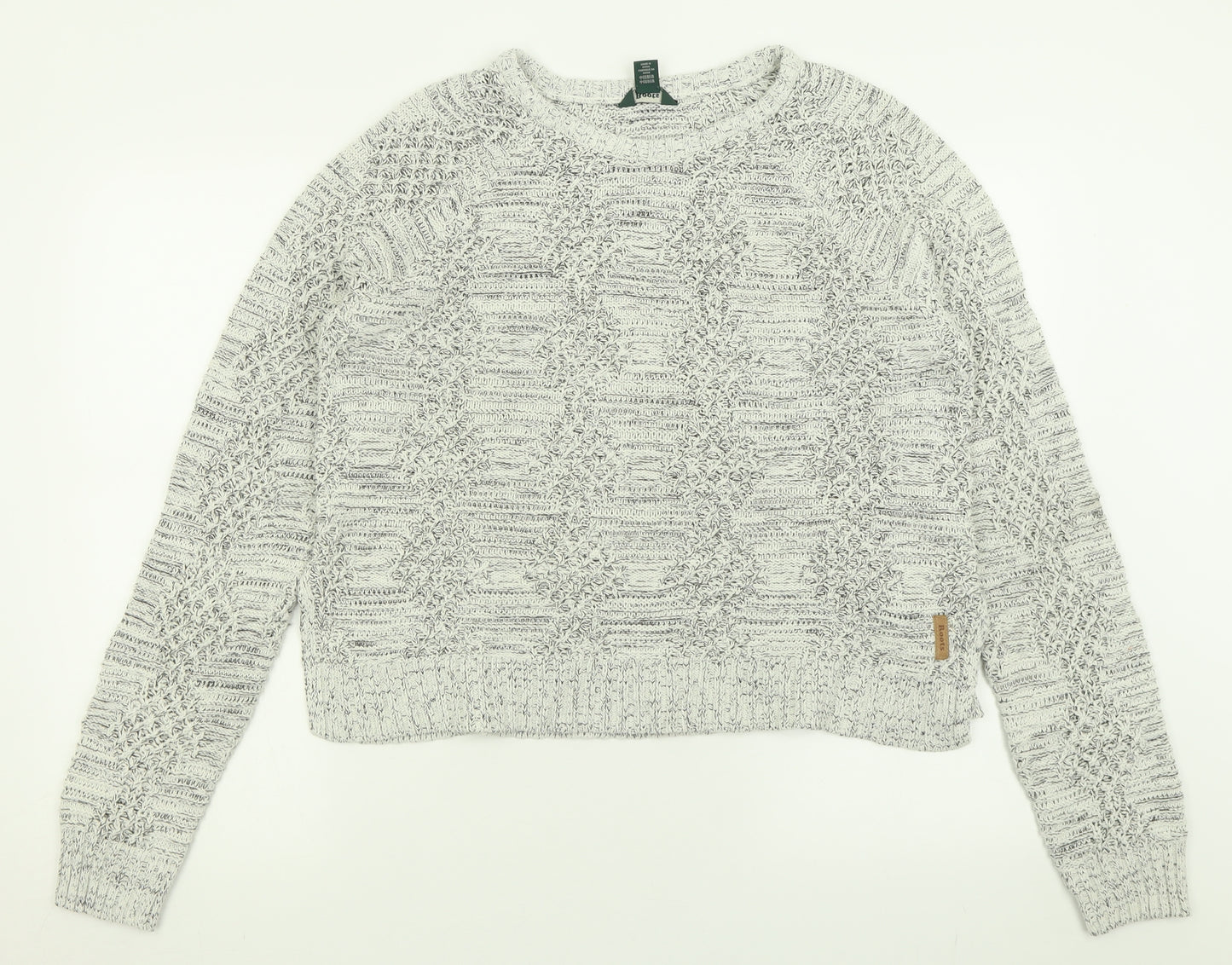 Roots Womens Grey Crew Neck  Acrylic Pullover Jumper Size L