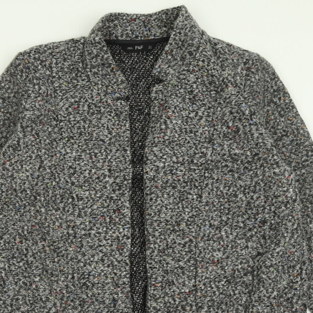 F&F Womens Grey V-Neck  Polyester Cardigan Jumper Size 14